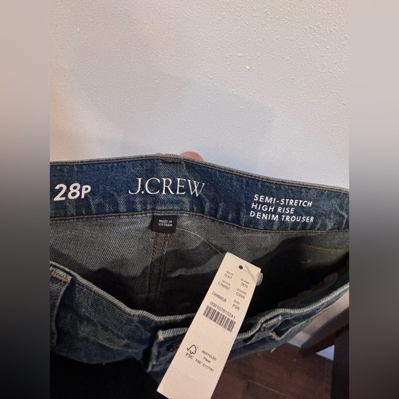 NEW J CREW Petite denim trouser jeans, wide leg, medium wash, casual - Picture 6 of 8